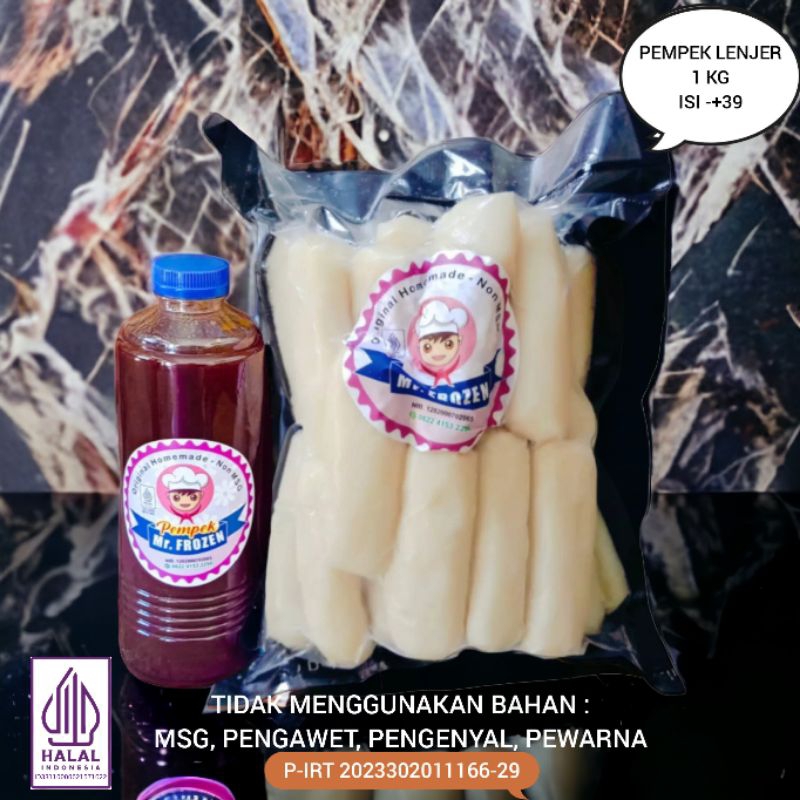 

Pempek Palembang Lenjer 1kg (Isi -+38)+Cuko kemasan 400ml