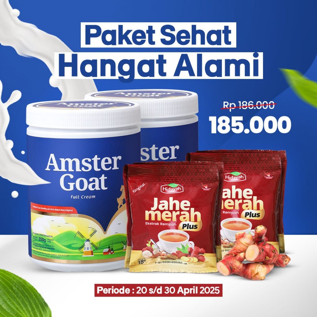 

PAKET SEHAT HANGAT ALAMI - 2 BOX Amstergoat Susu Kambing Plus Jahe Merah Hidayah