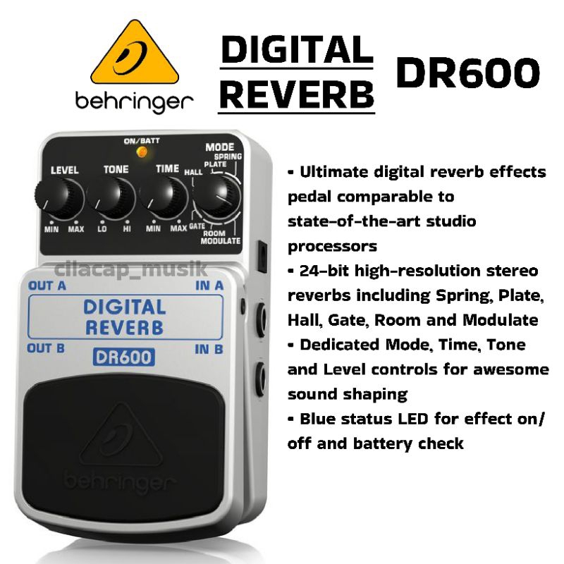 EFEK REVERB BEHRINGER DR600 DIGITAL REVERB PEDAL EFEK