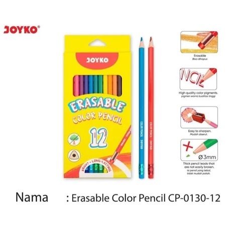 

Pensil Warna Joyko 12 Colour-Pensil Warna Bisa Di Hapus