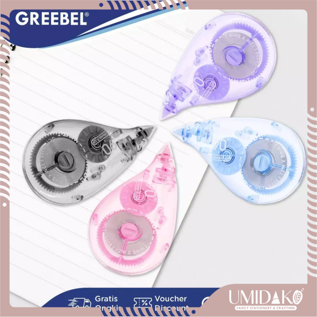 

[UMIDAKO] TIPE X KERTAS/CORRECTION TAPE GREEBEL 12M X 5MM