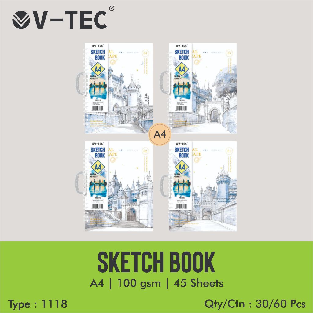 

V-Tec A4 Sketchbook Isi 45 Lembar 100 Gsm - Buku Sketsa / Buku Gambar | TYPE 1118