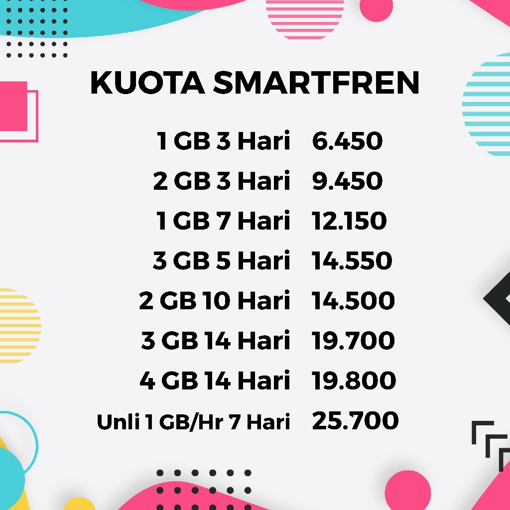 Kuota Smartfren Mini Paket Internet Smart Fren 1GB 2GB 3GB 4GB Unlimited Harian Mini Nonstop Data Mu