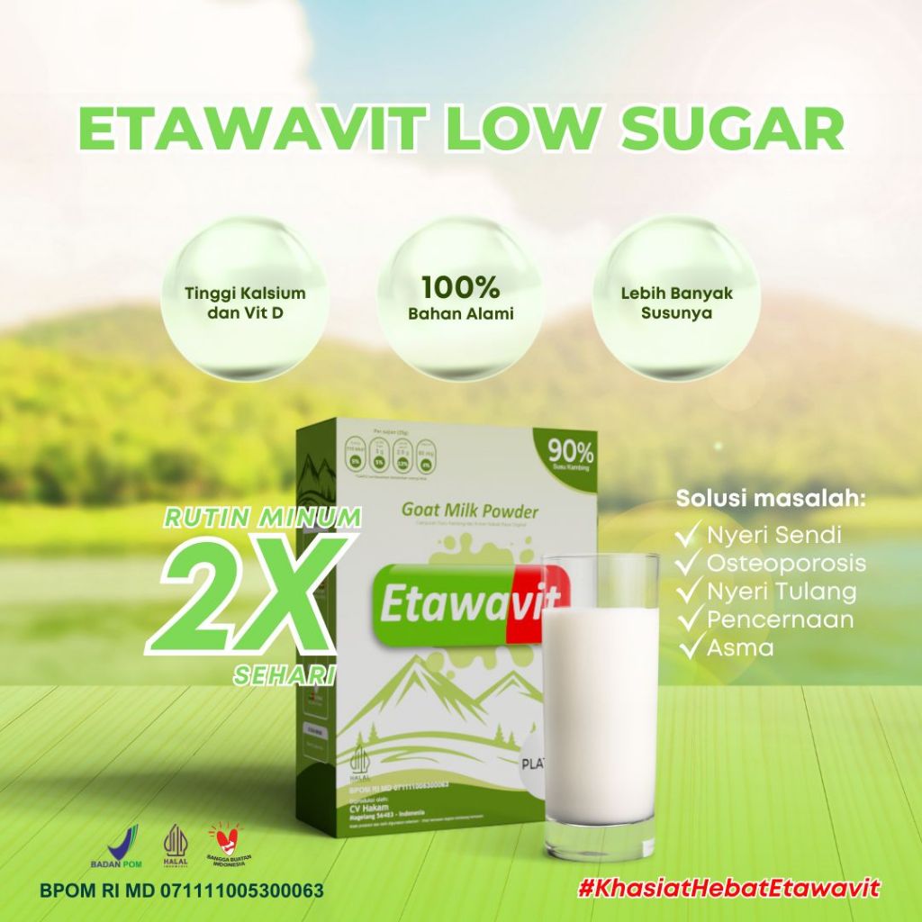 

ETAWAVIT Platinum Susu Etawa Rendah Gula Untuk Penderita Diabetes Kemasan 500 gr