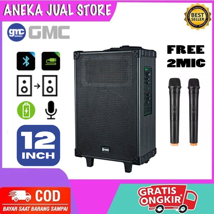 SPEAKER GMC 883M BLUETOOTH 12inch free 2mic werles