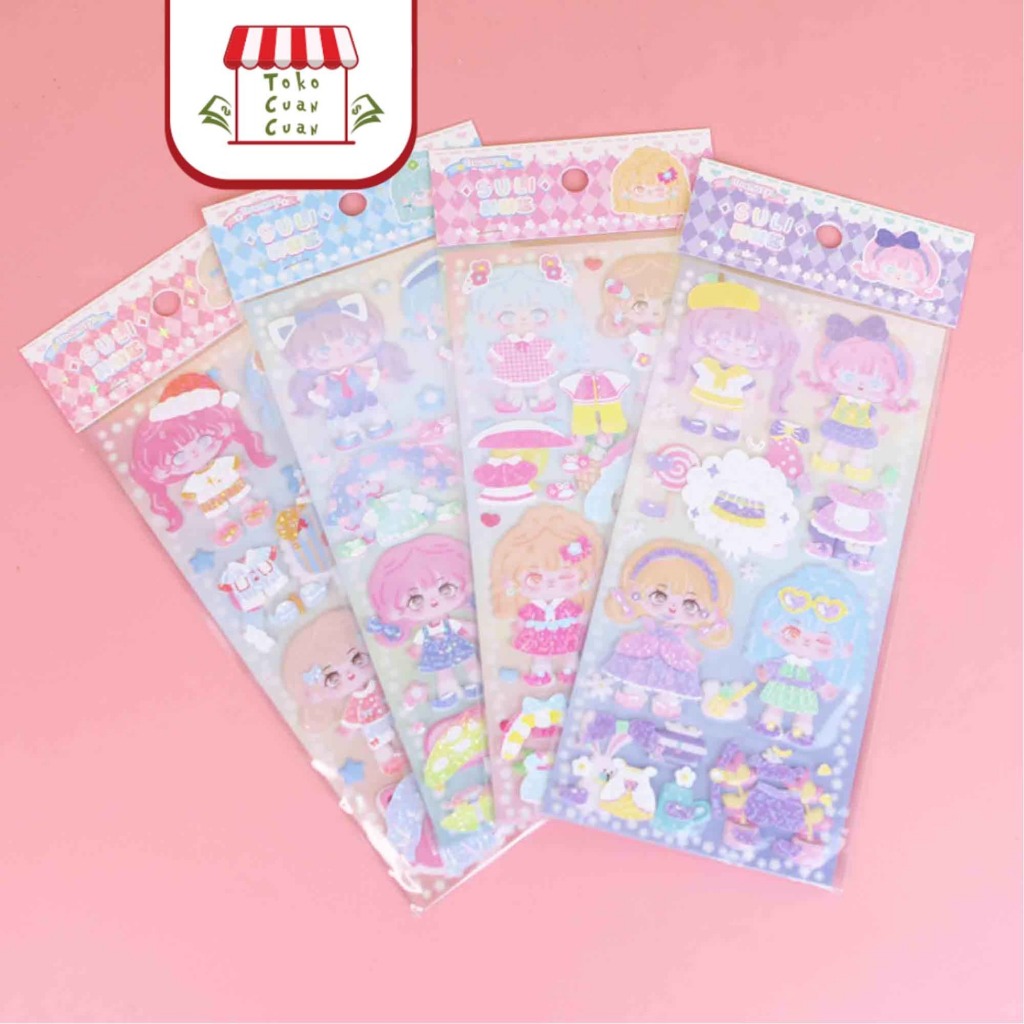 

TCC Stiker Still Wear Clothes DIY Photocard Korea Lucu Kartun Mainan Anak Perempuan Sticker 3D Glitter