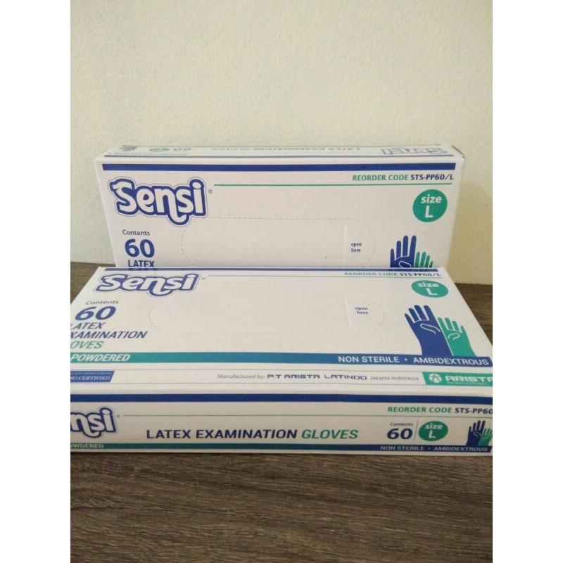 ECER PER PASANG (2 PC) Sensi Gloves L Sarung Tangan Karet Latex Medis - SIZE L