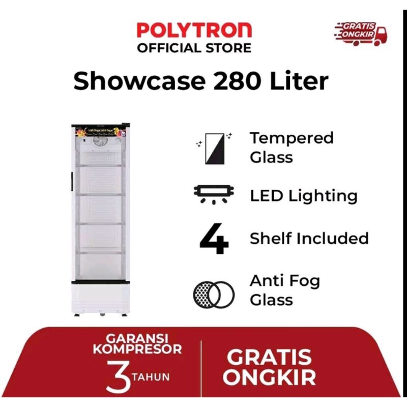 SHOWCASE POLYTRON SCN-230 PENDINGIN MINUMAN 4RAK NEW Garansi Resmi