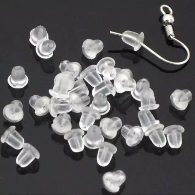 KARET ANTING/STOPPER ANTING BELAKANG TELINGA 4MM BENING/6MM BENING/KARET ANTING TUSUK SILICON