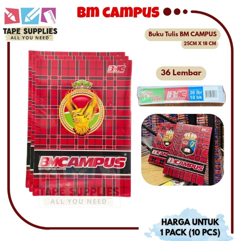 

(10 pcs) Buku Tulis BMC Kampus 36 Lembar / BUKU TULIS MURAH (READY COD!!!)