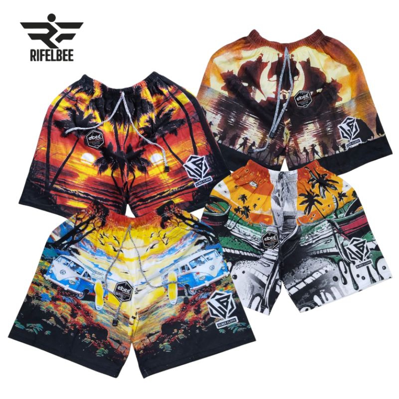 ELBEE CLOTH // BOXER SURFING HARIAN MOTIF PANTAI //CELANA PENDEK KOLOR PRIA DAN WANITA - BOXER DISTR
