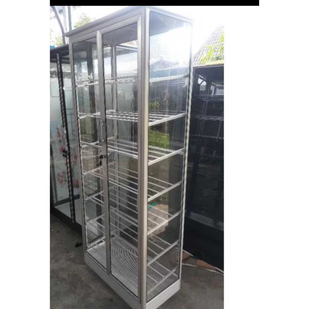 80*35*175/Rak sepatu kaca alumunium/rak alumunium/lemari sepatu alumunium/Delivery jabodetabek/sudah