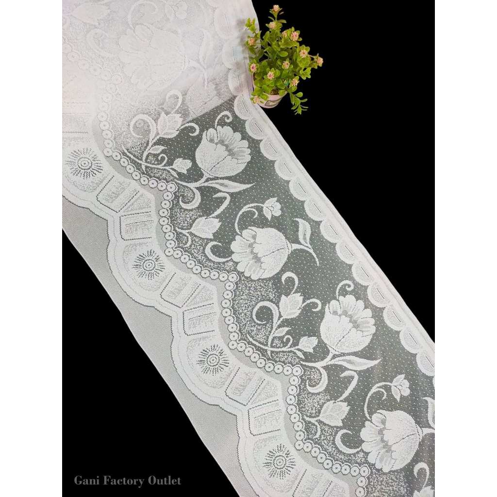 Vitrage Poni Renda Meteran Pinggiran Meja Hias Ukuran 50 cm Bahan Kain Polyester Kode 1529