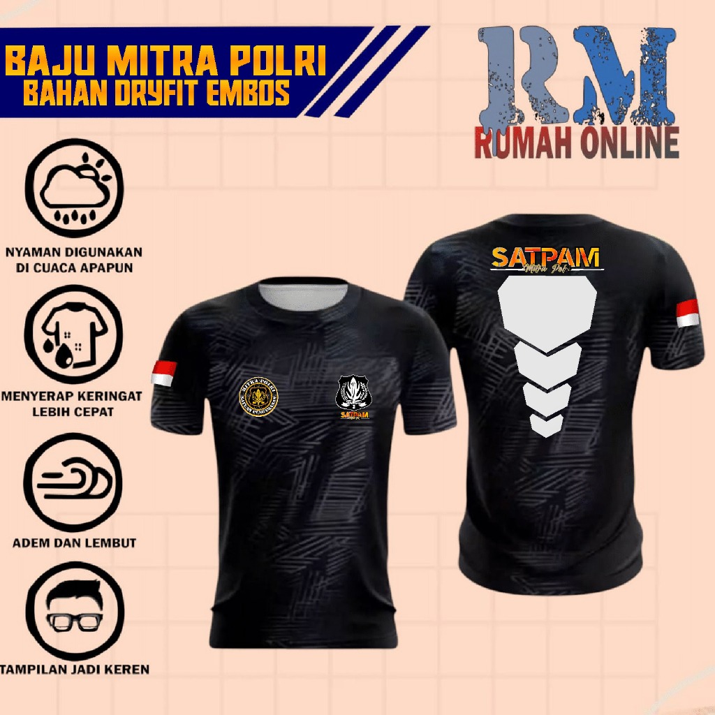 kaos dryfit satpam/kaos daleman/kaos mitra polri bahan dryfit embos
