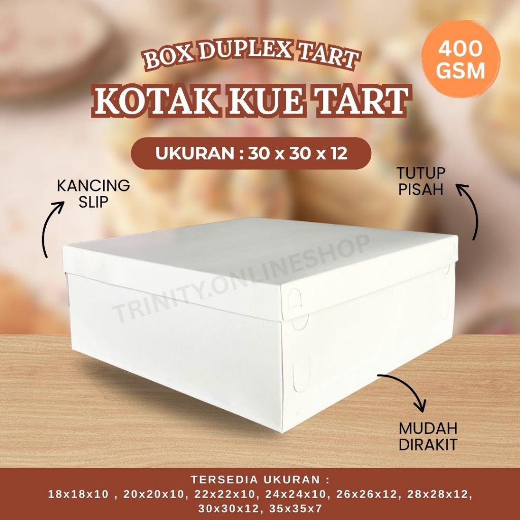 

Kotak Kue Tart 30x30x12 Kotak Cake Tinggi Kotak Kue Ulang Tahun Duplex Tutup Pisah Kancing Slip Snackbox Kotak Putih