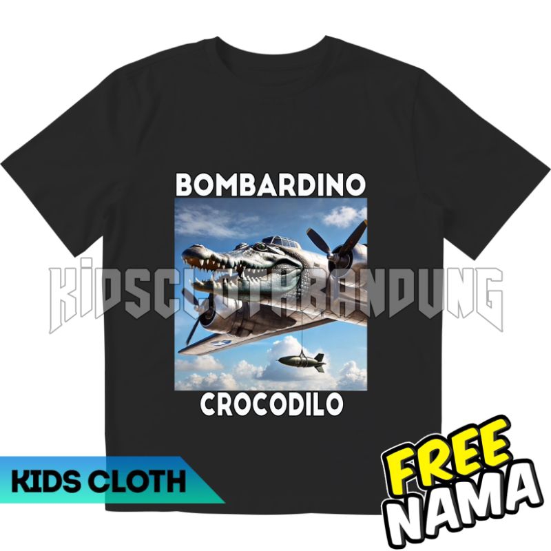 BISA COD FREE NAMA KAOS ANAK BOMBARDINO CROCODILO T-SHIRT BAJU ANAK ANOMALI BOMBARDINO CROCODILO