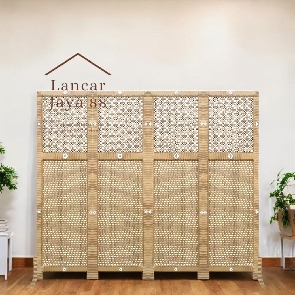 Sketsel Ruangan Rotan Sintetis 4 Pintu Tinggi 170 Cm