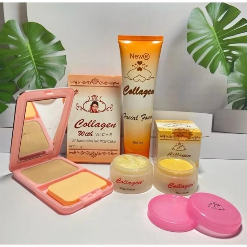 paket collagen 4in1(cream siang,malam,bedak,facial foam)