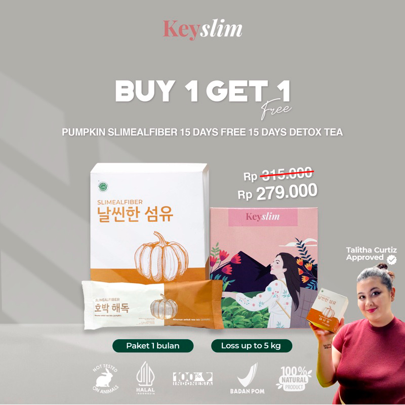 BUY 1 GET 1 FREE - Fiber Drink Pumpkin [1 Box isi 15 Sachet] FREE Detox tea 15 Days