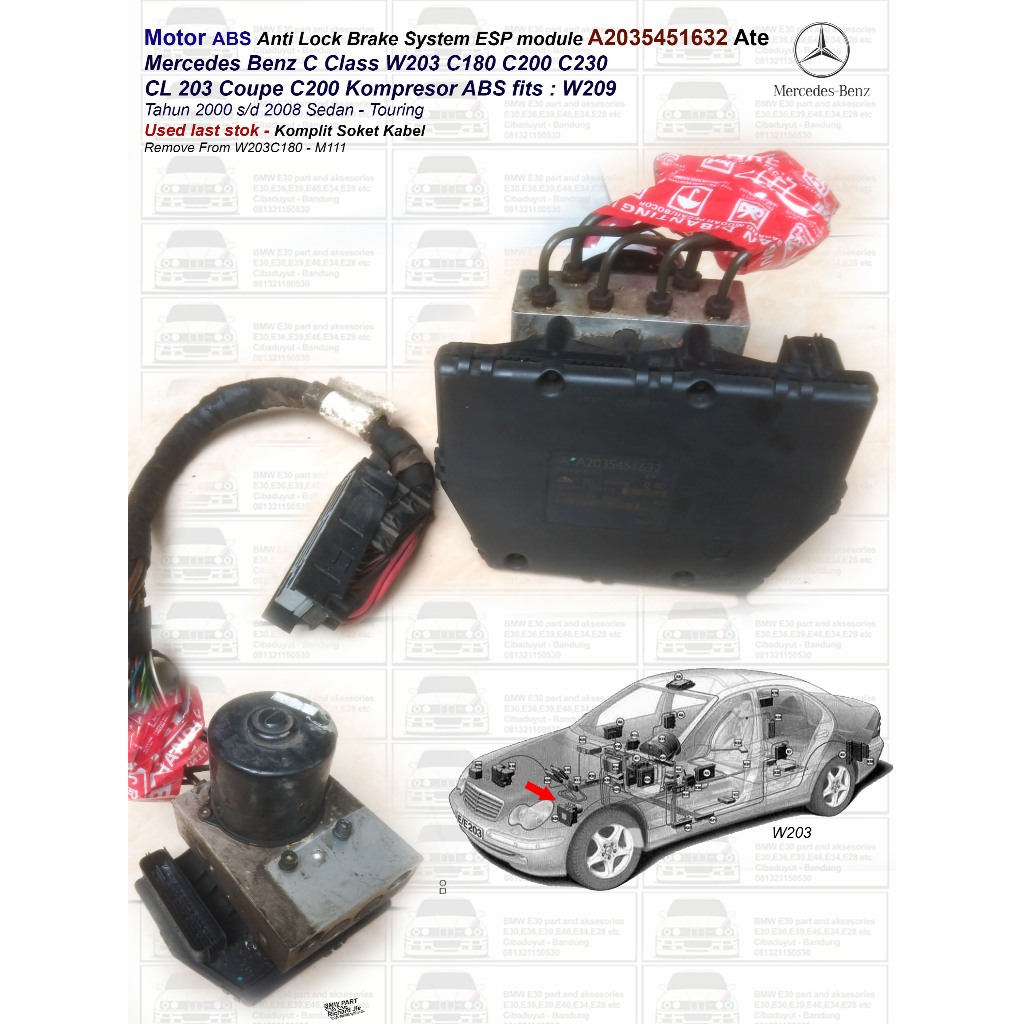 ABS Anti Lock Brake System ESP Mercedes Benz C Class W203 C180 C200 C230 A2035451632 Ate CL 203 Coup
