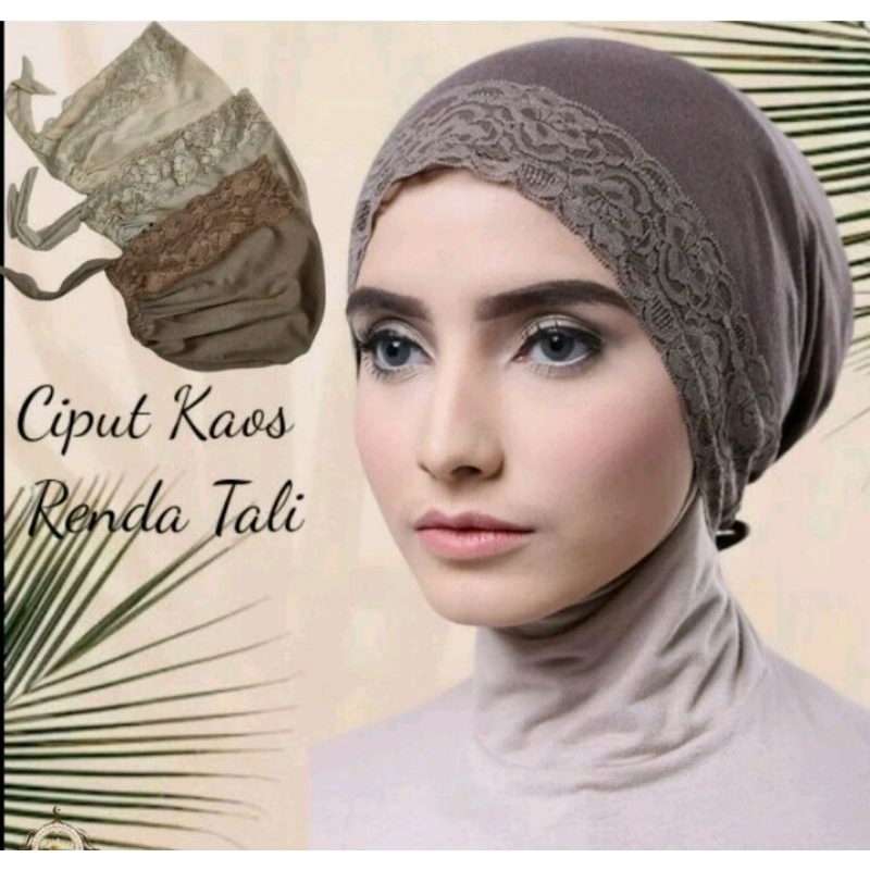 Ciput kaus renda tali.inner renda.inner Turki inner hijab