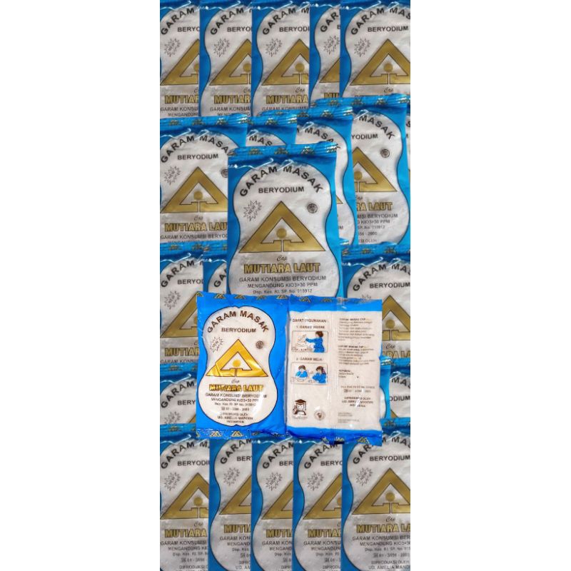 

40 Pcs Garam Makan Beryodium Salt Sea Cap Merk Mutiara Laut Berat 100Gr 1 Bal Rasa Asin Gurih Lezat