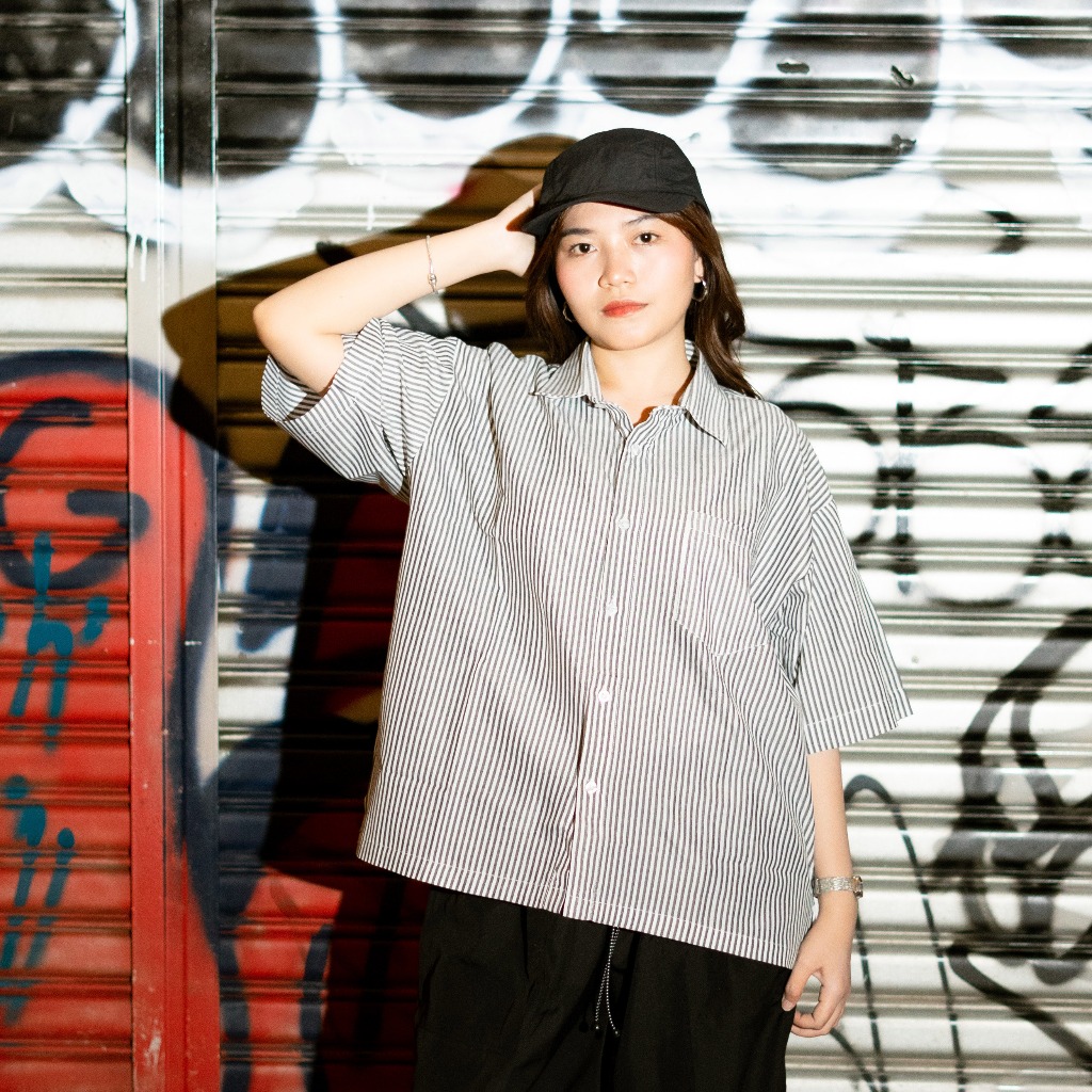 SWW - KEMEJA  PENDEK | PEDRO LINE BLACK | CUTING BOXY FIT