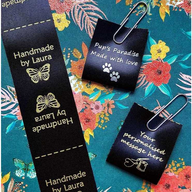 

500pcs label satin hitam | satin sablon | label premium label hijab/label washing | label pencucian