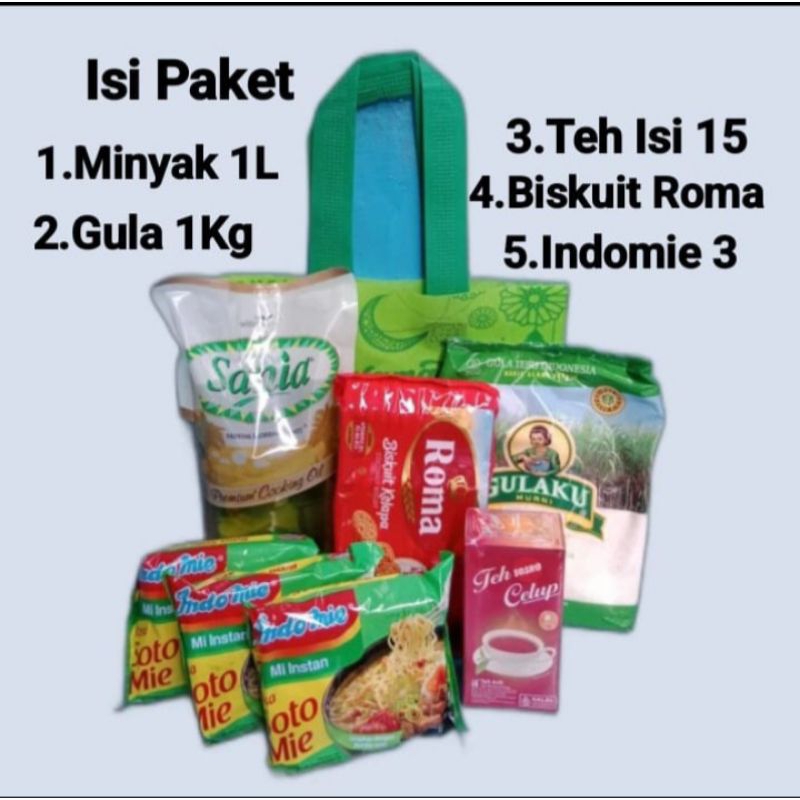 

Paket Minyak, Gula, Teh, Indomie, roma