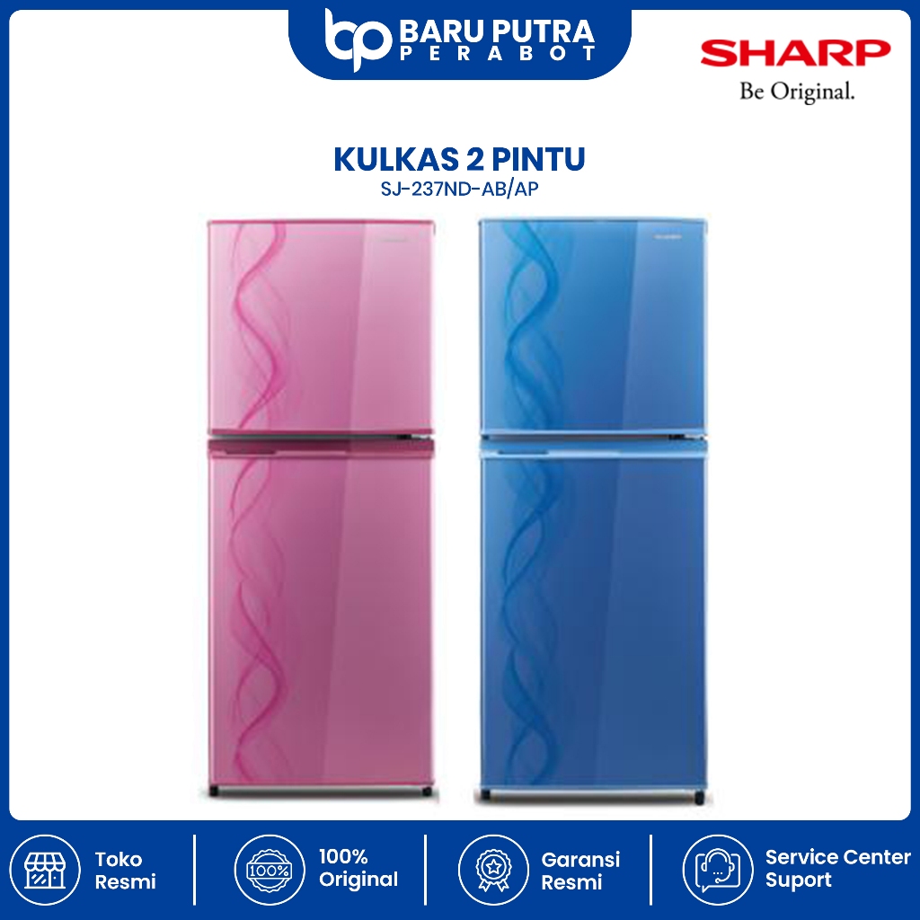 Kulkas Sharp 2 Pintu tipe SJ-237ND-AB/AP Pink & Biru bagus garansi low watt