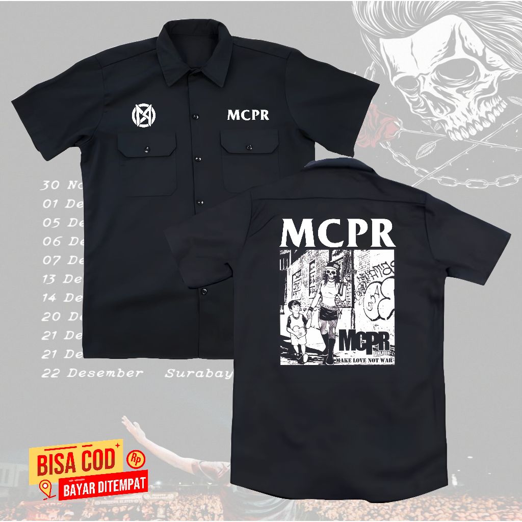 Kemeja WORKSHIT MCPR Hitam  pendek pria band original distro - WORKSHIT pendek Mcpr distro original 