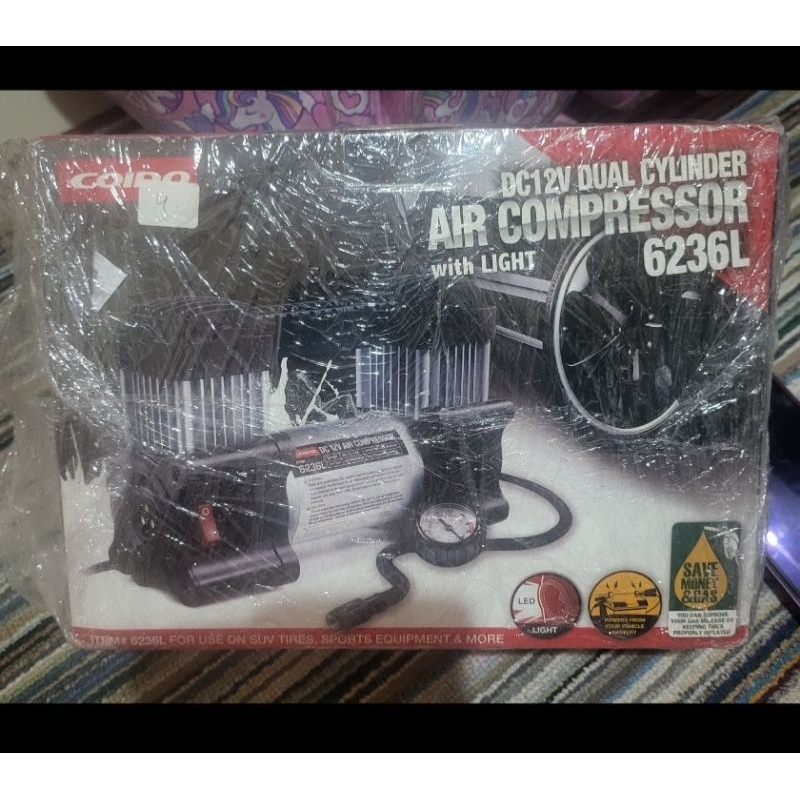 Coido Pompa Ban Mobil Dual Silinder With LED portable air compressor