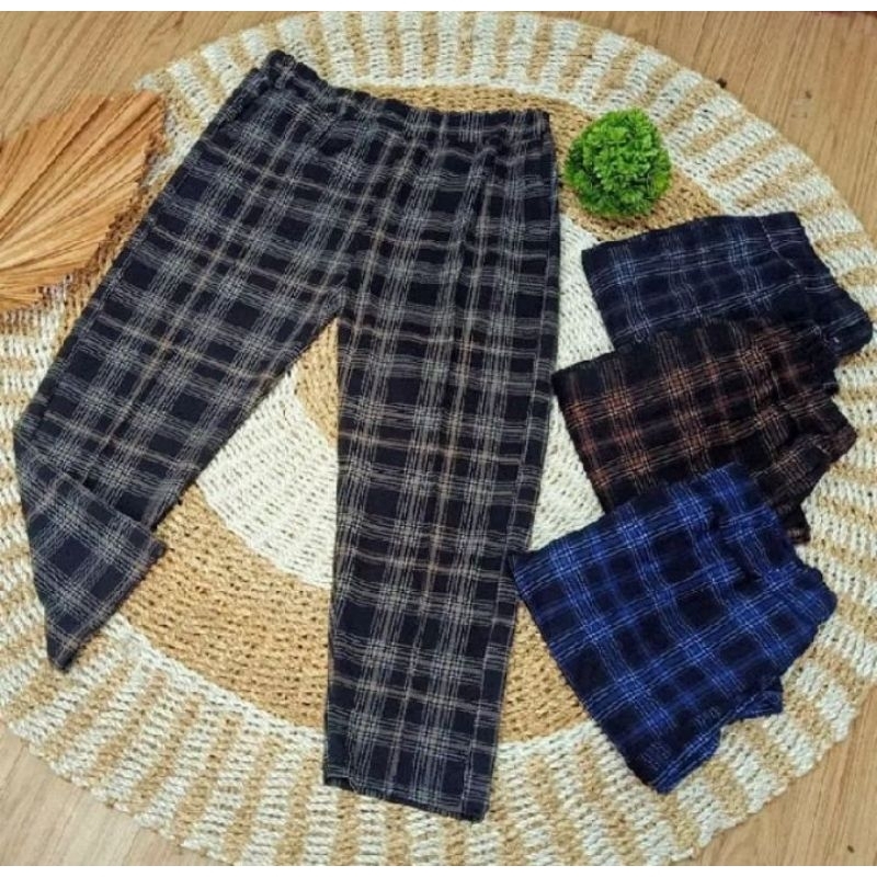 BIG SALE Legging Panjang Wanita Jumbo Motif Kotak-Kotak