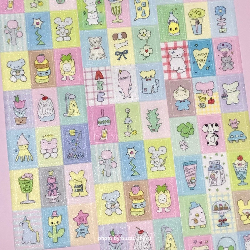 [24x5cm] Lovely Park Purikura Label Glitter Sticker Roll || Cute Japanese Korean Style Animal Deco S