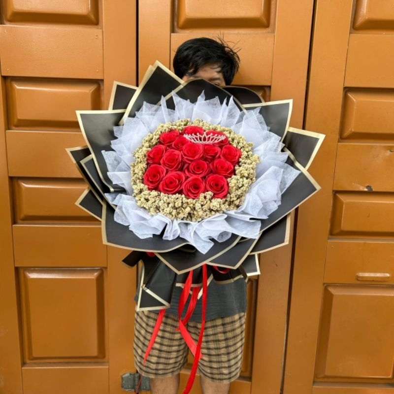 buket bunga artificial edelweis gift ulang tahun valentine anniversary dll