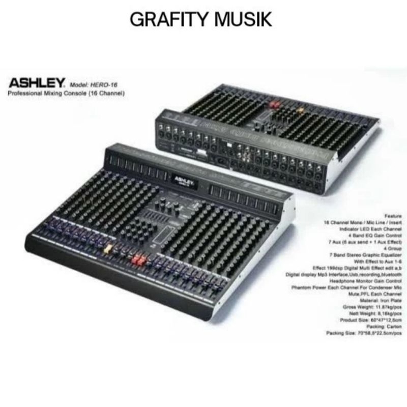 Mixer Audio Ashley HERO 16 / HERO16 16 Channel Original Ashley