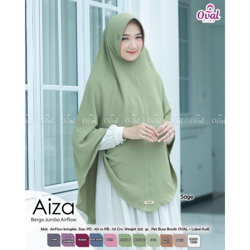 AIZA BERGO JUMBO AIRFLOW ORIGINAL PRODUCT BY OVAL BAHAN AIRFLOW CRINKLE BERKUALITAS JILBAB INSTAN PE