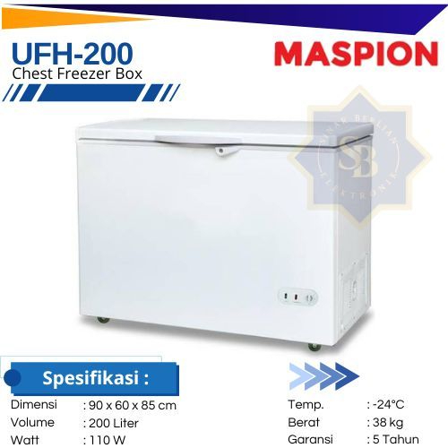 MASPION Chest Freezer Box 200liter UFH200TN Pembeku Makanan Minuman