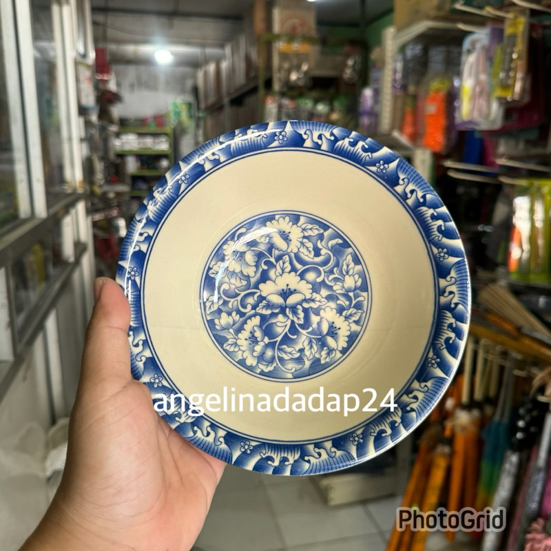 Mangkok Keramik List Motif Biru Ukuran Standar Mangkok