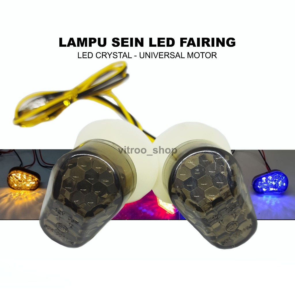 LSF2 - Lampu Sein Sen LED Fairing Tempel Motor Sen Body Samping Cahaya Crystal Variasi CBR R15 GSX N