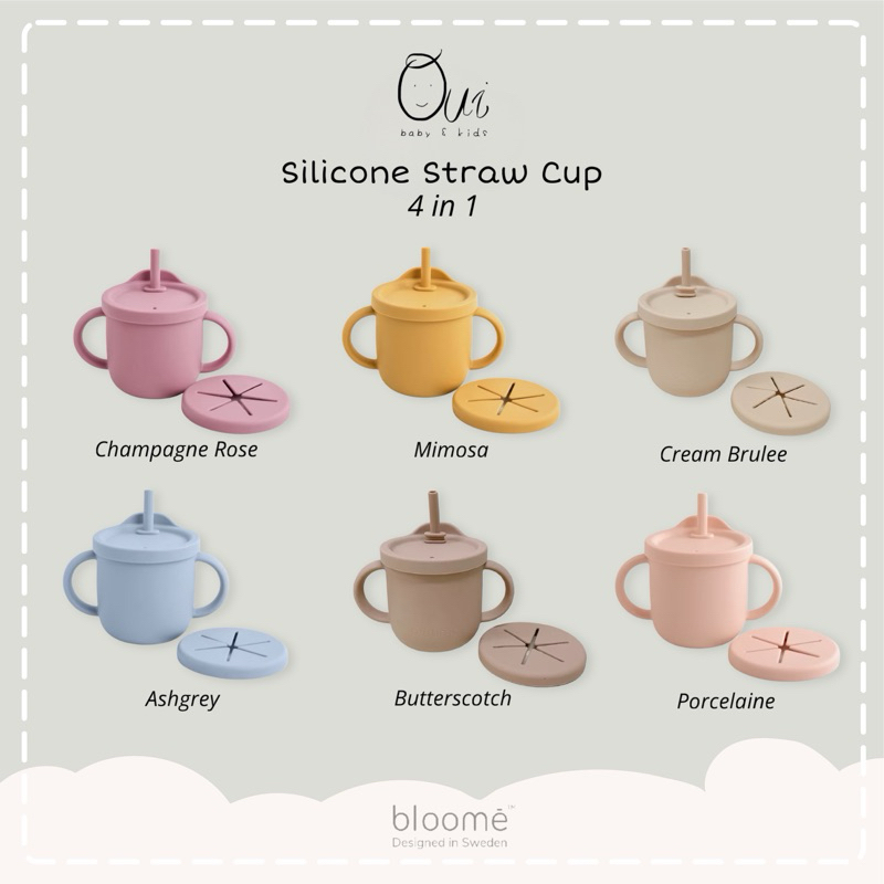 Bloome Silicone Cup 4in1 / straw cup / snack cup / sippy cup / open cup gelas anak