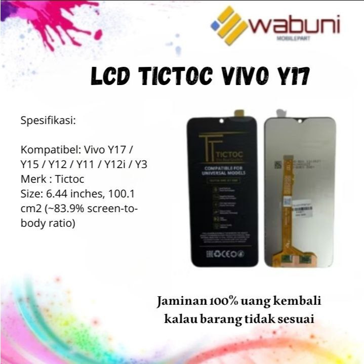 Wabunimobilepart LCD Tictoc VIVO Y17 1902 / Y15 1901 / Y12 1904/ Y11 1906 / VIVO Y12I / VIVO Y3
