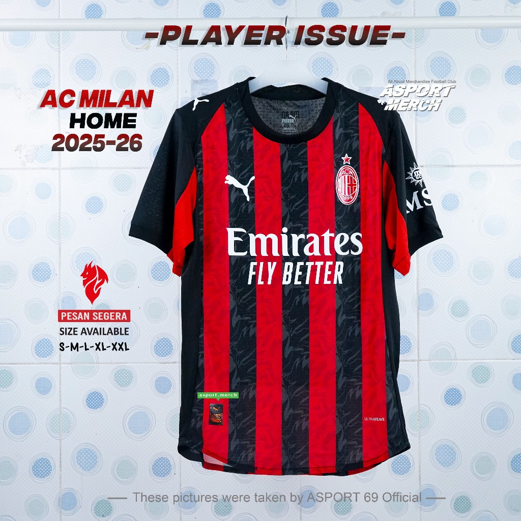 JERSEY BOLA PLAYER ISSUE AC MILAN HOME 2025 2026 JERSEY MILAN HOME PI 25 26 TERBARU