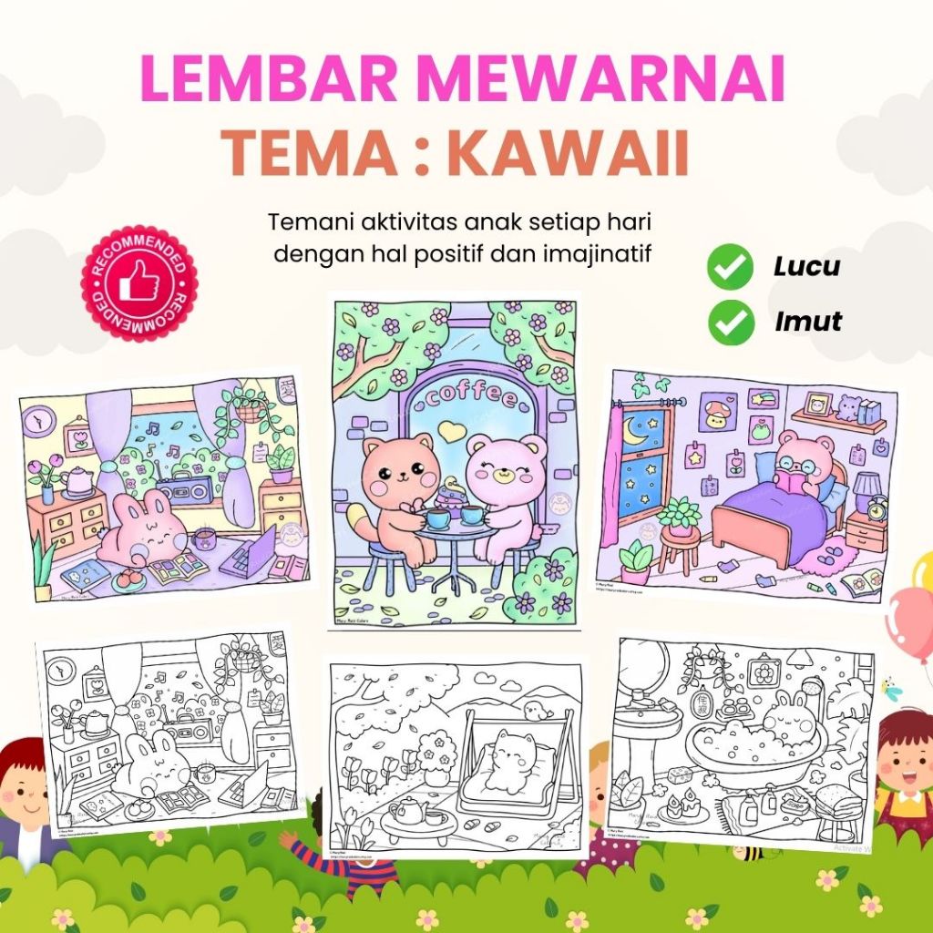 

Kawaii Kertas Mewarnai Karakter Lucu dan Imut - Lembar Akivitas Anak Karakter Kawaii