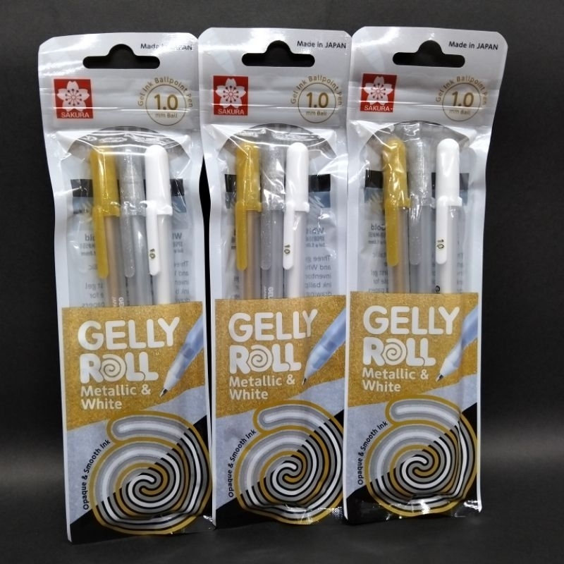 

Sakura Gelly Roll Ink Set 3 Metallic and White Gel Ink Ballpoint Pen Set 3