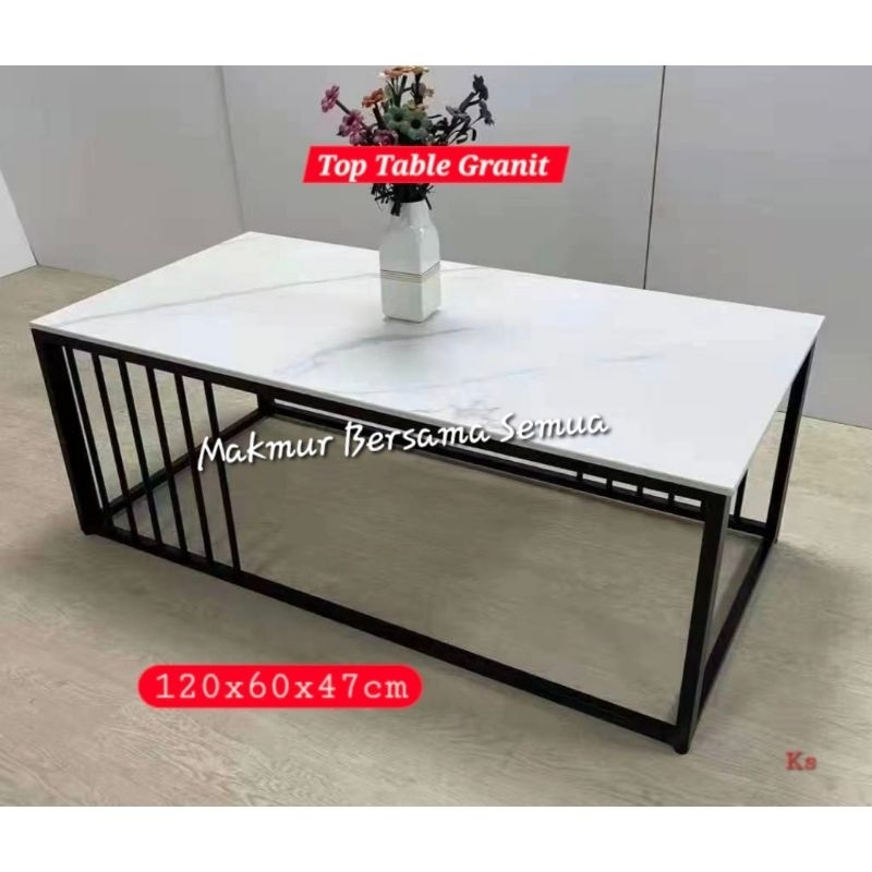 Meja Tamu Granit, Coffee Table, Meja Kopi, Meja Etalase, Meja Teras