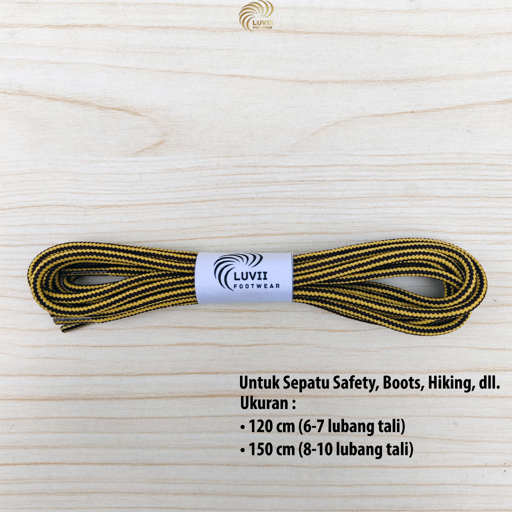 Tali Sepatu Boots Kasual Motif Hitam Kuning 120 150 cm