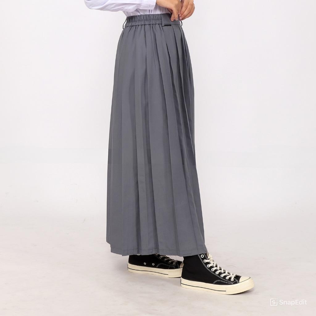 Rok Panjang Sekolah SMA SMK MA Rok Rempel Seragam Sekolah Perempuan Abu Abu Hitam Putih Cokelat