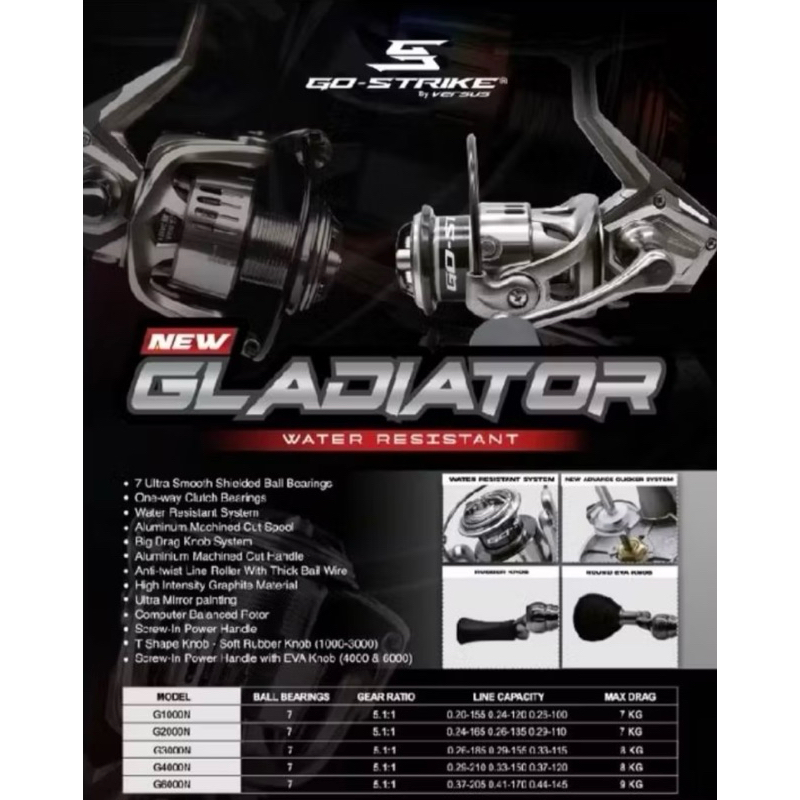 REEL VERSUS GO-STRIKE NEW GLADIATOR  1000 - 6000