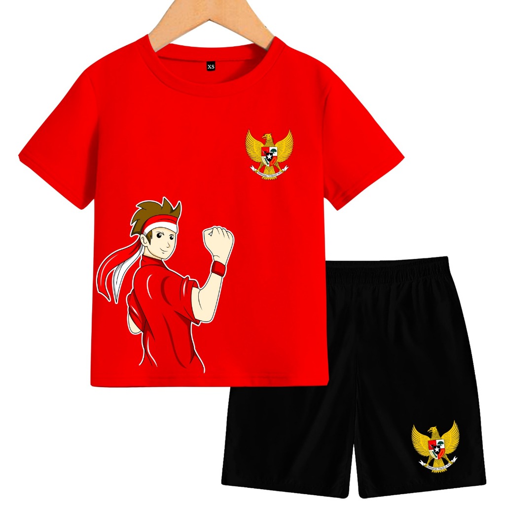 baju 17 agustus anak anak baju setelan  " animasi  semagat samping "